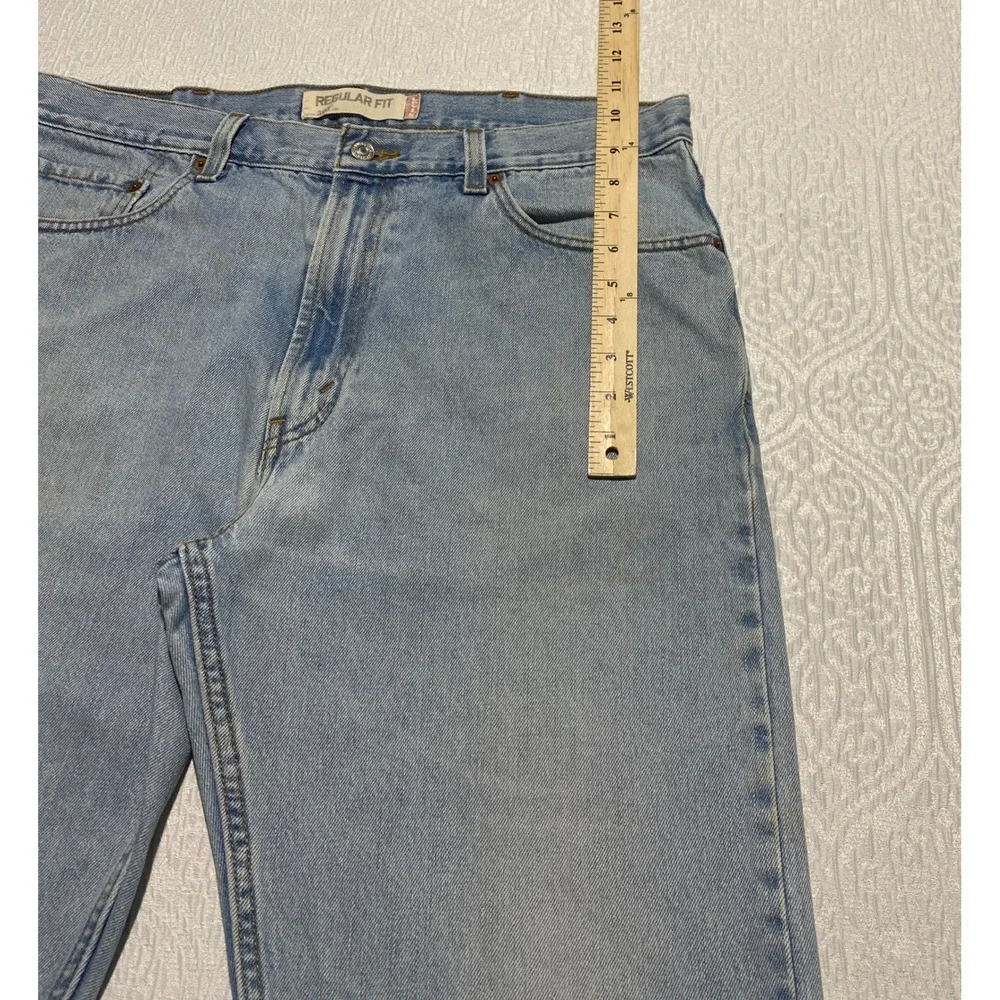 Levis 505 Regular‎ Fit Jeans Mens 38×32 Light Wash Blue Denim Pants
